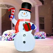 GOOSH 5.1 FT Christmas Inflatables Snowman with a Gift Box, Blow Up Snowman Giant Inflatable Snowman Clearance with LED Lights Built-in for Xmas Holiday Party Indoor Garden Lawn Decor
