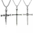 thumbnail image 3 of QQTDFG Men Women Skull Nail Cross Necklace Stainless Steel Crucifix Pendant Box Chain-Silver B, 3 of 9