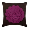 thumbnail image 1 of Pillow Case Zipper, Brown Pillow Shams, 3D Purple Felt Origami Rose Flower Pillow Shams, 24x24 inch (60x60 cm) Pillow Shams, Faux Suede Pillow Sham Modern, Floral Pillow - Pink Rose, 1 of 3