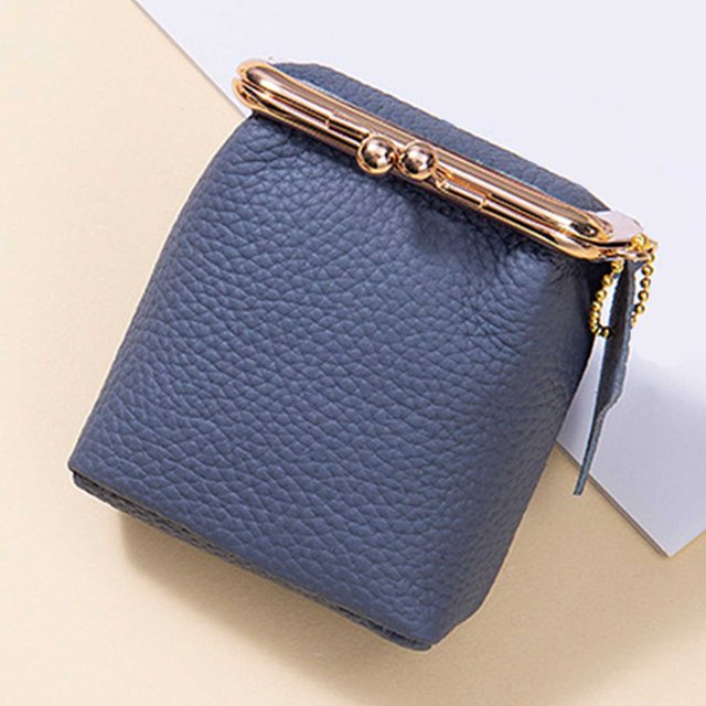 Mini Estuche Lápiz Labial Cuero Genuino Multifuncional Monedero Monedas (azul)