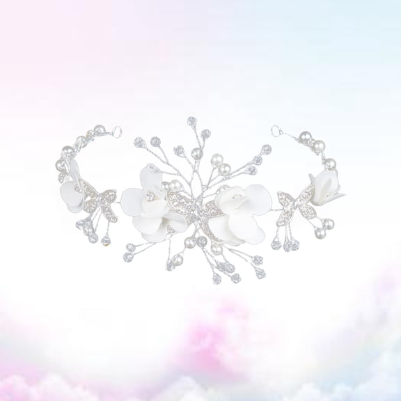 ELAYARD Elegant White Butterfly Wedding Headband for Women, Bridal Hair Accessory Set, Perfect for Weddings and Special Occasions