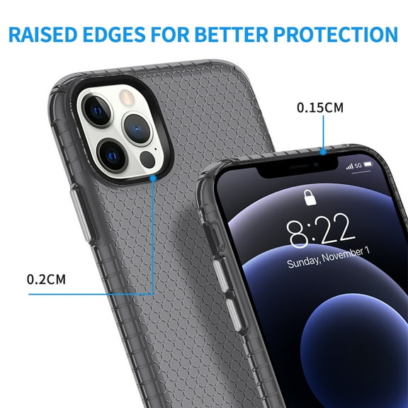 Apple iPhone 12 Pro Max (6.7") Phone Case Rugged Textured Hybrid Silicone Rubber TPU Airbag Full Protection Thin Cover for iPhone 12 Pro Max  [Black]