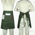 thumbnail image 2 of Unique Bargains Waist Apron Waist Aprons with Pockets Half apron Suitable for Serving Cooking 27.56"x19.69" Army Green, 2 of 7