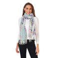 thumbnail image 2 of FORMRS Womens Scarf Winter Soft Long Big Warm Shawls Wrap Tassel Scarves, Green Floral Cranes Pattern, 2 of 9