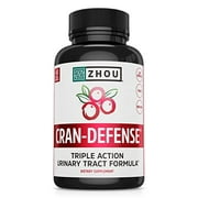 Zhou Nutrition Cran Defense, Cranberry Concentrate Urinary Tract Formula, Flush Out Impurities and Healthy Bladder Support, 3 in 1 Formula - Cranberry Extract, D-mannose, Vitamin C, Multi - 60 Count