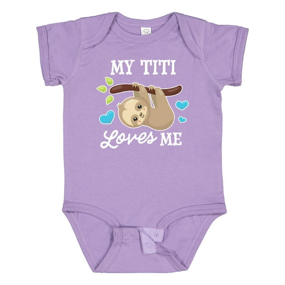 Inktastic My Titi Loves Me with Sloth and Hearts Boys or Girls Baby Bodysuit