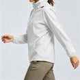 thumbnail image 4 of Dwellite Women Rain Jacket with Hood Lightweight Windbreaker Athletic Running Top Zip Up Outdoor Coat White L, 4 of 6