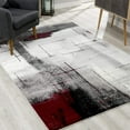 thumbnail image 1 of homeroots home decor 393949 5’ x 8’ Gray and Burgundy Abstract Area Rug, 1 of 1