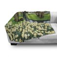 thumbnail image 3 of Spring Soft Flannel Fleece Blanket, Flower Garden in Recreation Park with Fresh Grass Field and Pond Nature Scene, Cozy Plush for Indoor and Outdoor Use, 50" x 60", Green and Brown, by Ambesonne, 3 of 6