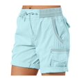 thumbnail image 3 of Women Cargo Shorts Summer Loose Hiking Shorts with Pockets Womens Plus Size Denim Shorts, 3 of 6