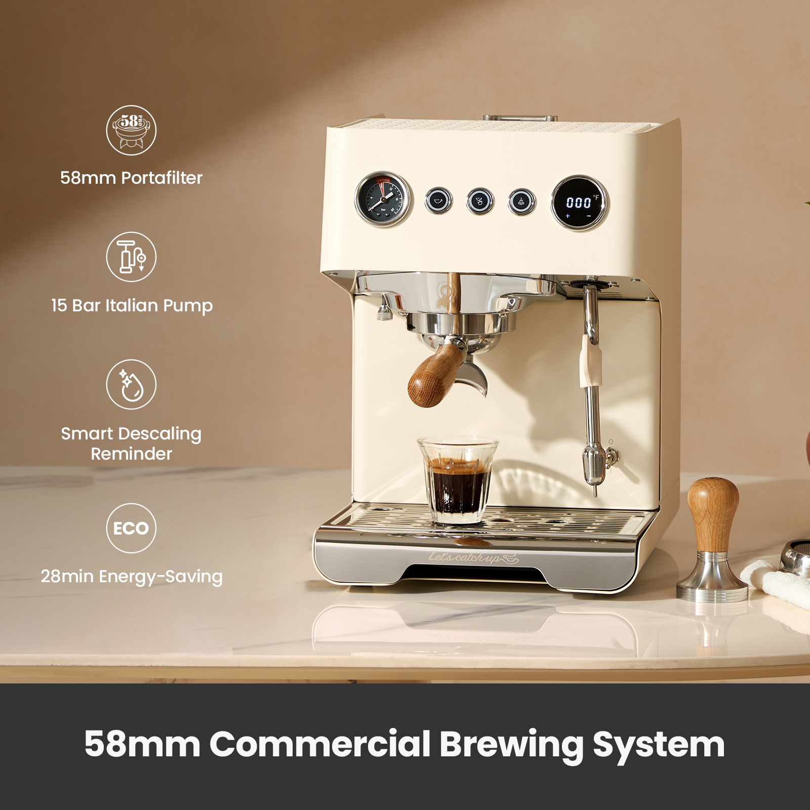 Gemilai G3028A Espresso Machine, 15 Bar Professional Coffee Maker with Adjustable OPV & Automatic Milk Frother, PID Temperature Control, 57oz Tank, 550ml Boiler for Cappuccino, White