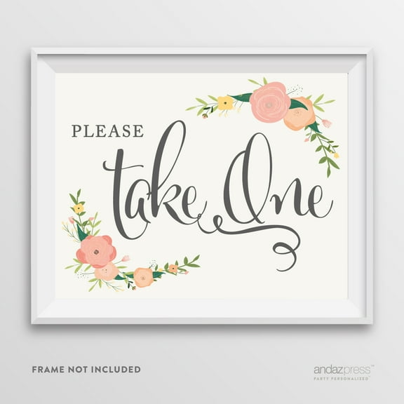 Please Take One Floral Roses Wedding Party Signs