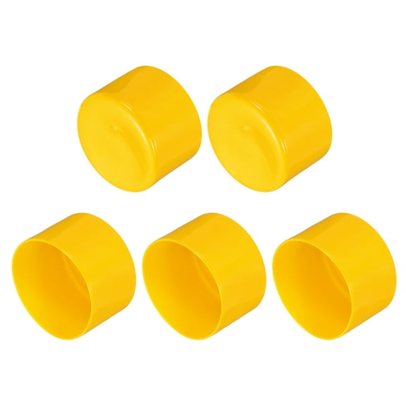 Uxcell 5Pcs Rubber End Caps 75mm(3 Inch) ID Vinyl Round Tube Bolt Cap Cover Screw Thread Protectors Yellow