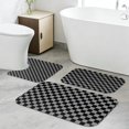 thumbnail image 4 of Gray and Black Checkered Pattern Bathroom Rug Set 3 Piece,Non-Slip Bath Mat Set with U-Shaped Contour and Runner Soft Absorbent Washable, 4 of 5