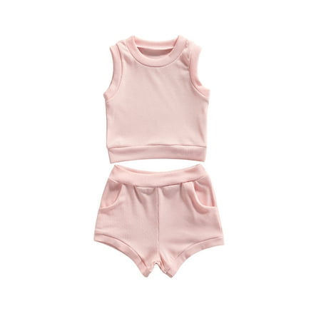 

Bagilaanoe 2pcs Toddler Baby Boy Girl Short Pants Set Sleeveless Tank Tops + Shorts 6M 12M 18M 24M 3T Casual Summer Outfits