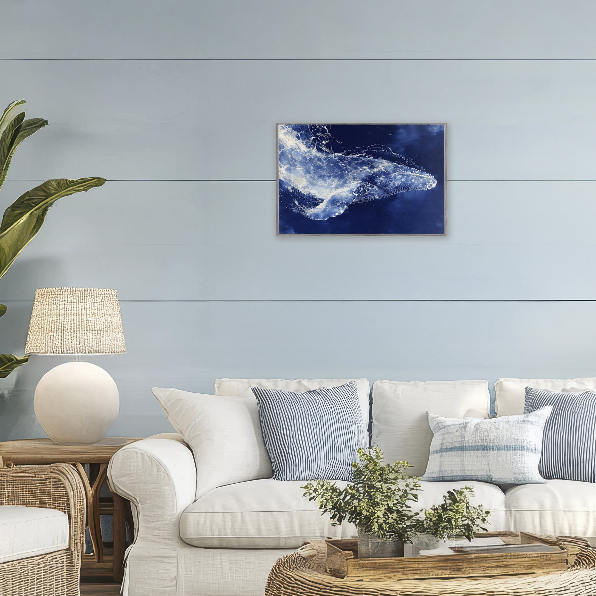 Stupell Industries Whale in Motion Gray Framed Giclee Art, design by Chromatic Storm Studio