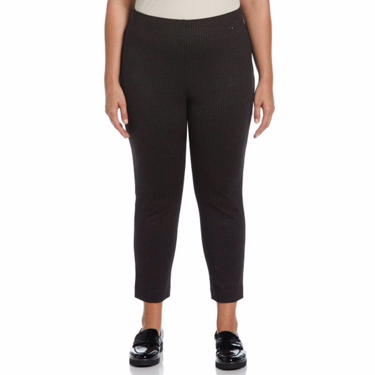 Rafaella Womens Houndstooth Ankle length Pull On Pants Cappuccino Size 3X NWT