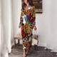 thumbnail image 4 of Mujeres Sexy Fold Party Girls Fold V-Cuello Manga larga Impresión formal Otoño Maxi Vestidos casuales Fridja nbo3743, 4 of 6