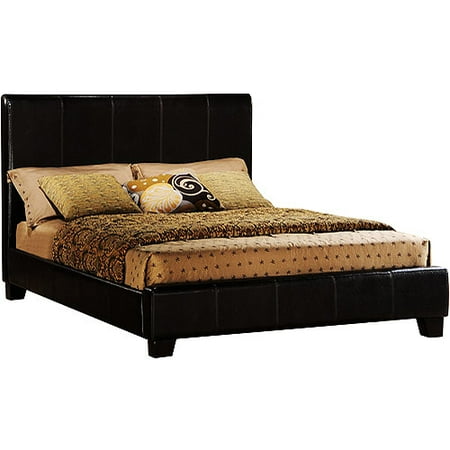 faux metro lifestyle low bed leather brown profile queen