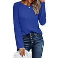 thumbnail image 2 of Fantaslook Textured Tops for Women Crew Neck Long Sleeve Shirts Fall Blouses Casual Basic Tee, 2 of 8