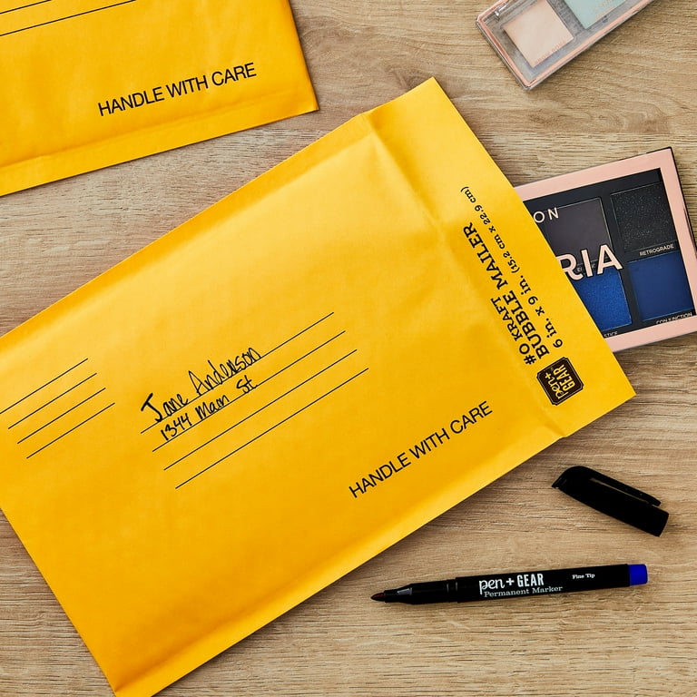 Pen+Gear Kraft Bubble Mailers, 6" x 9" (#0), Peel and Seal, 2 Count