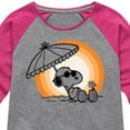 thumbnail image 3 of Peanuts - Summer Edition - Snoopy & Woodstock Relaxing - Toddler & Youth Girls Raglan Graphic T-Shirt, 3 of 4