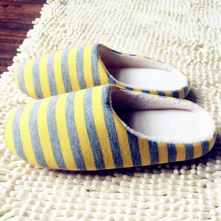 

Sonbest Women Retail Drop Shipping Striped Indoor Slippers Unisex Women House Shoes Non-Slip Warm Cotton Slippers Floor Slippers Yellow 36/37