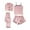 Pink, variant on Seductiva Summer Sleepwear Shirt 4Pcs Women Satin Silk Sleepwear Pajama Set Long Sleeve Button Down Loungewear