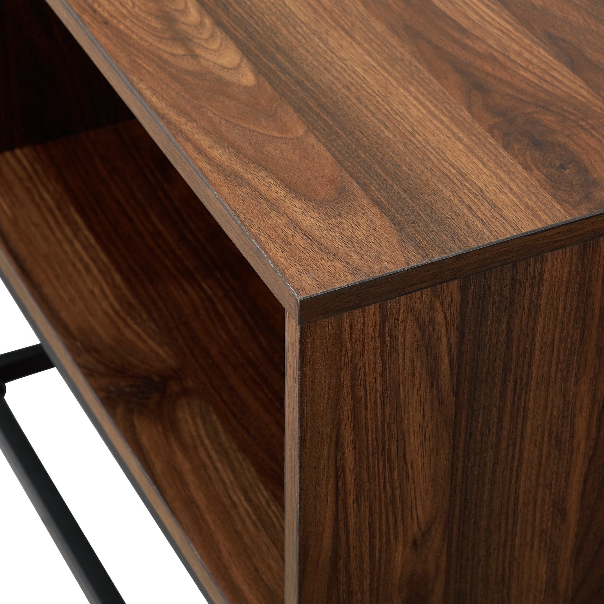 Niantic Modern Slat Door Storage Coffee Table, Dark Walnut
