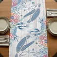 thumbnail image 5 of Table Runners 120 Inches Long Dress Scarves, Coastal Turtle Farmhouse Coffee/Dining/Kitchen Table Runner for Living Room, Beach Nautical Ocean Coral Seahorse Vintage 13x120 Inch, 5 of 9