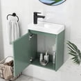 thumbnail image 6 of Churanty 16" Green Wall Mounted Bathroom vanity with Sink,Bathroom Vanity Combo Cabinet with Ceramic Basin for Small Space, 6 of 14