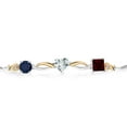 thumbnail image 2 of Gem Stone King Keren Hanan 2.25 Ct Blue Sapphire Sky Blue Aquamarine 925 Silver and 10K Yellow Gold Lab Grown Diamond Bracelet for Women, 2 of 5