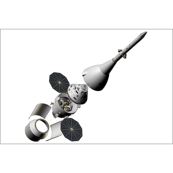 24"x36" Gallery Poster, Exploded view of NASA's Orion spacecraft in its launch configuration