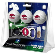 LinksWalker LW-CO3-ARR-3PKB Arkansas Razorbacks-3 Ball Gift Pack with Key Chain Bottle Opener