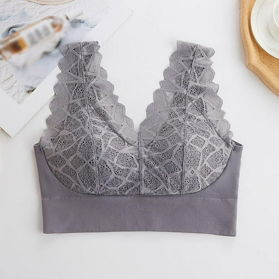 Spdoo Women Bra Korean Style V Neck Lace Sports Gather Latex Bra