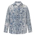 thumbnail image 4 of Men's Summer New Loose Print Long Sleeve Shirt Cardigan Beach Shirt4XL, 4 of 5