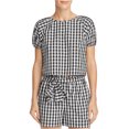 thumbnail image 1 of Joie Womens Gingham Ruffled Blouse, Black, X-Small, 1 of 1