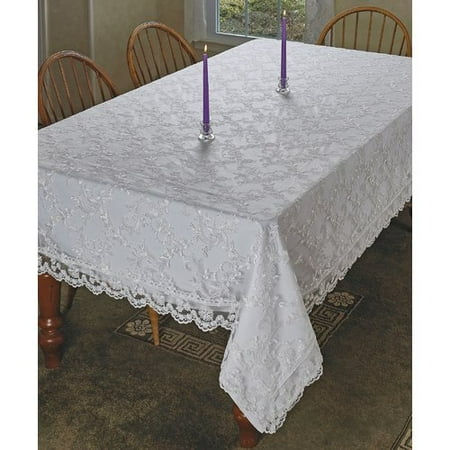 

Violet Linen Bridal Royal Lace Embroidered Flower Tablecloth
