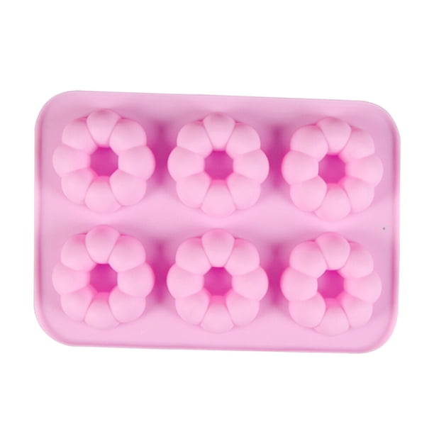 EeaseMX Molde de silicona antiadherente para donas de calabaza de 6 cavidades, bandeja para hornear de cocina para budín de jabón, pastel de hojaldre (aleatorio)