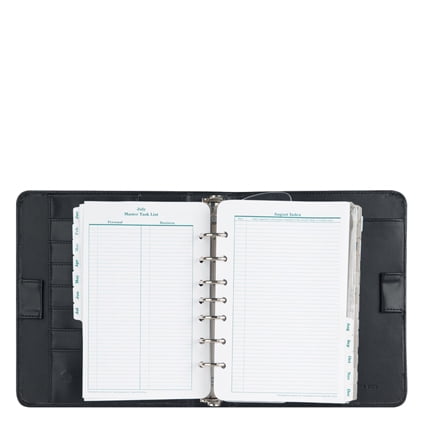 Day Timer Simulated Leather Binder - Classic Simulated Leather Open Binder w/Undated Planner - Black