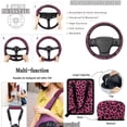 thumbnail image 5 of HUISEFOR 15 Pcs Pink Leopard Print Car Seat Covers Full Set for Women Men with Seat Belt Cover Car Trash Can Air Vent Storage Bag Rear View Mirror Cover Keychain Coasters Suitable for Most Cars SUV, 5 of 7