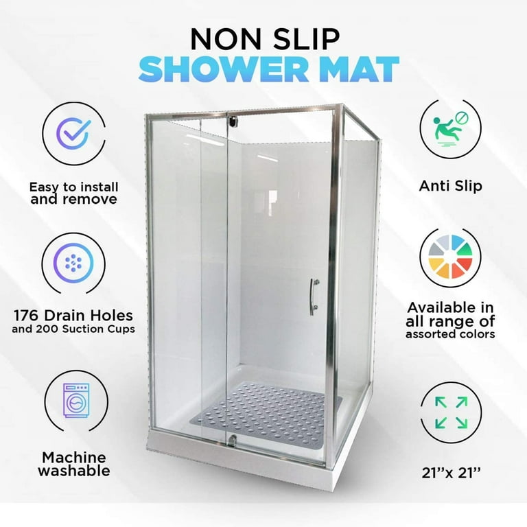  ENKOSI Large Square Shower Mat Non Slip - Shower Mat