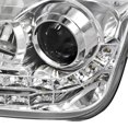 thumbnail image 5 of Spec-D Tuning Chrome R8 LED Projector Headlights + Black Mesh Hood Grille Compatible with 1999-2004 Volkswagen Jetta Left + Right Pair Headlamps Assembly, 5 of 7