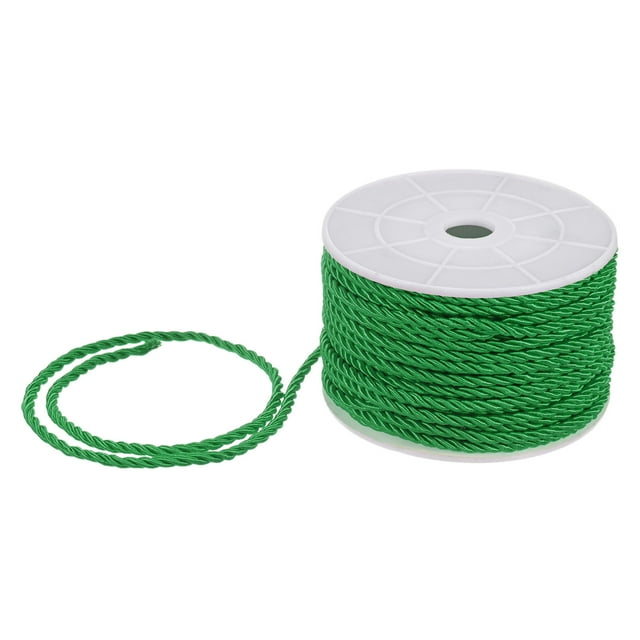 Uxcell 22 Yards Soft Twisted Rope Trim, 3mm/0.12" Grass Green Polyester Twisted Silk Rope Cord for DIY Craft