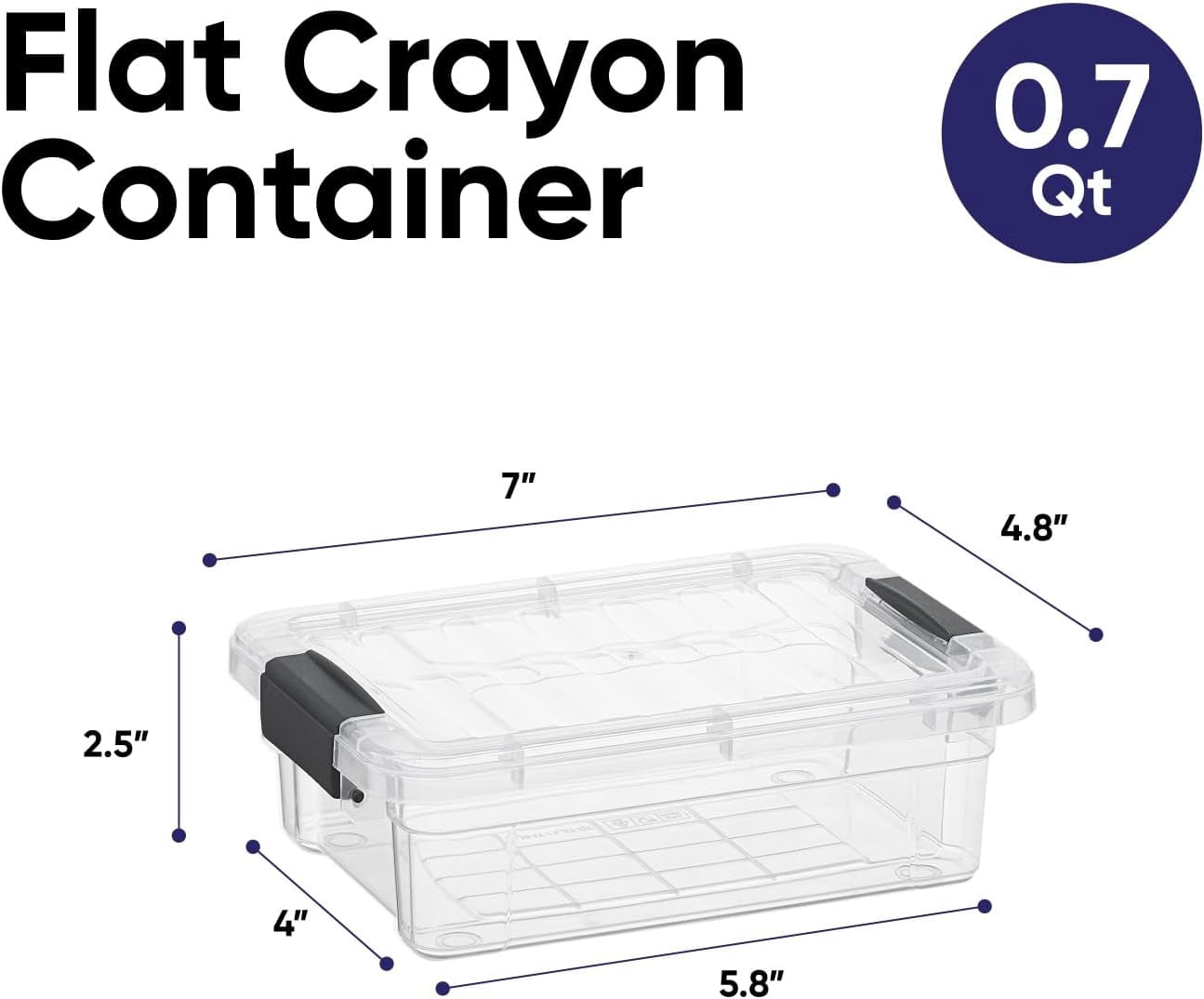 MHSIOAP-Mini Storage Container Plastic Crayon Box Art Supplies and Sewing Case Stackable Clear Small Organizer for Beads, Stationery, Chalk, and Food, 0.7 Quart, 6 Pack
