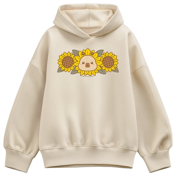 CapyFun - Sunflower - Women's Oversized Fleece Hoodie Sweatshirt