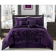 thumbnail image 2 of Chezmoi Collection Royal Luxury Jacquard Floral Comforter Set, Oversized Queen, Purple, 7-Piece, 2 of 9
