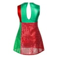 thumbnail image 5 of Zaldita Kids Girls Shiny Sequins Christmas Dance Performance Costume Striped Color Block Leoatd Dress Green 8, 5 of 7