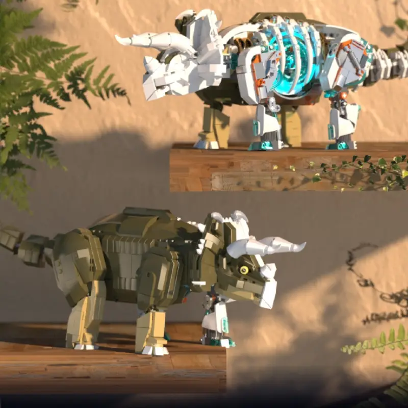GZBrick Jurassic Mechanical Triceratops Building Sets Compatible with Lego Dinosaur World for Adults Boys 1180PCS
