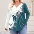 thumbnail image 5 of Stichou Womens Plus Size Long Sleeve Shirts Fall Tunic Top V-neck T-Shirt Button Up Dressy Casual Blouse Light Blue L, 5 of 5